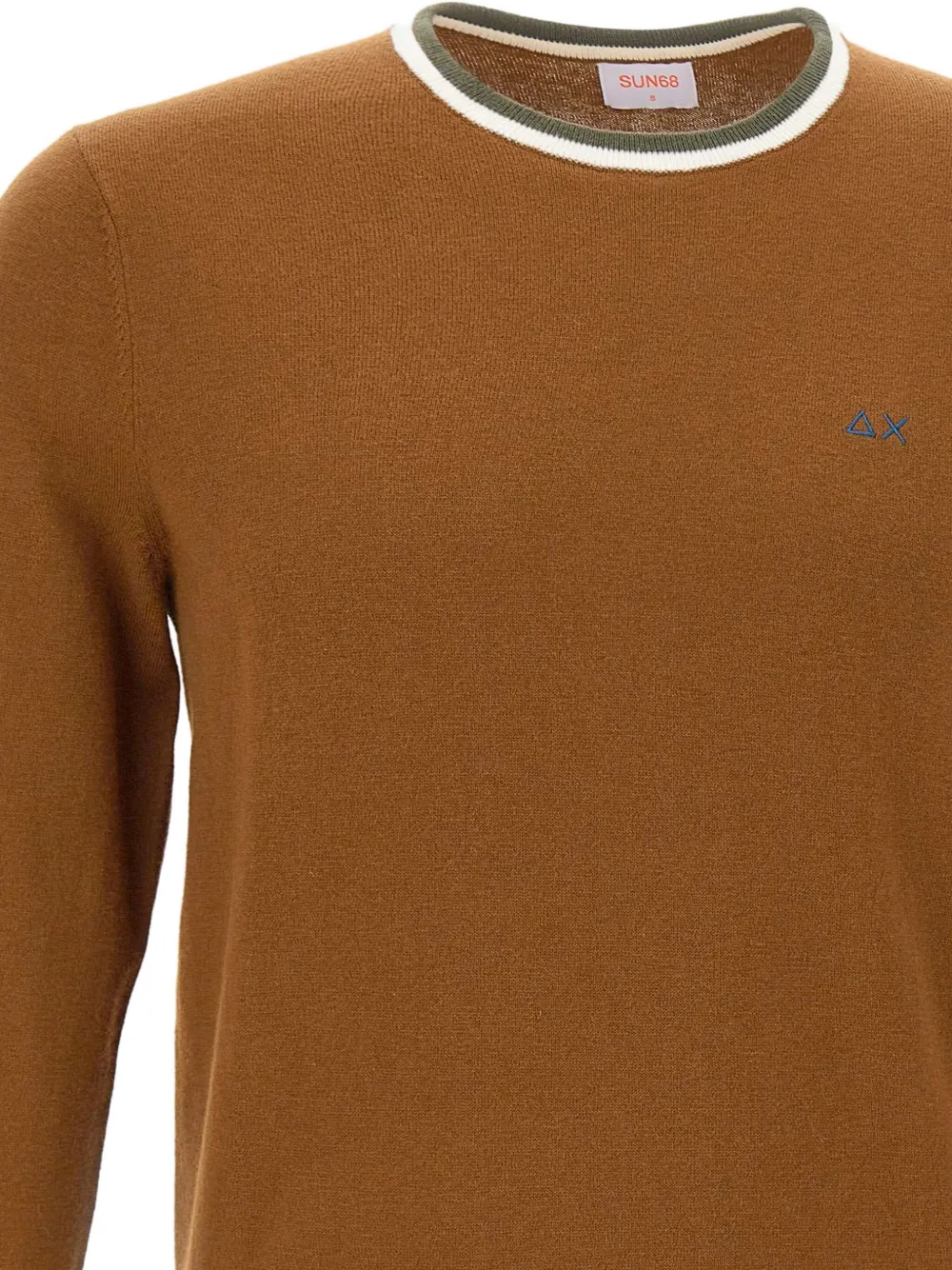Sun 68 Tipped Crew-neck Sweater In Brown