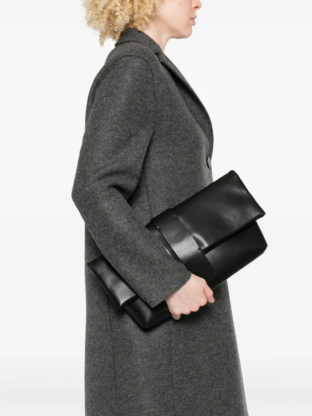 Emporio Armani folded leather clutch bag - Zwart