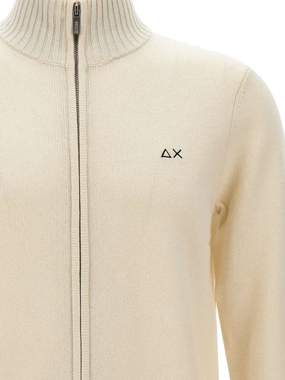 Sun 68 High-neck Zip-up Cardigan In Metallic