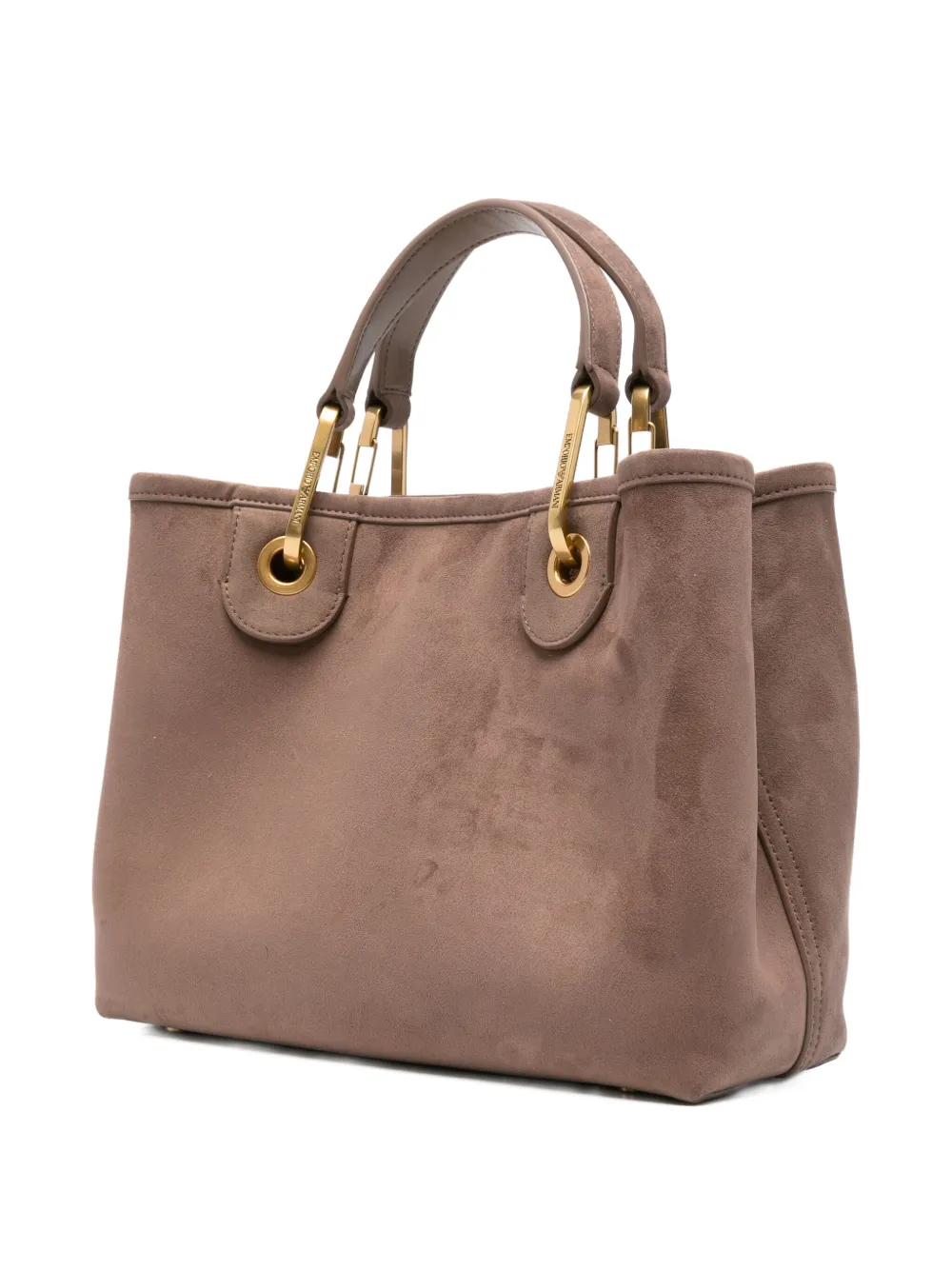 Emporio Armani Shopper met dubbel handvat en kettingband Beige