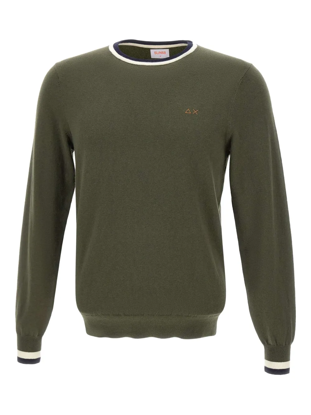 Sun68 tipped-collar crew-neck sweater | Green | Image 1