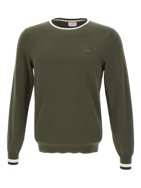Sun68 tipped-collar crew-neck sweater