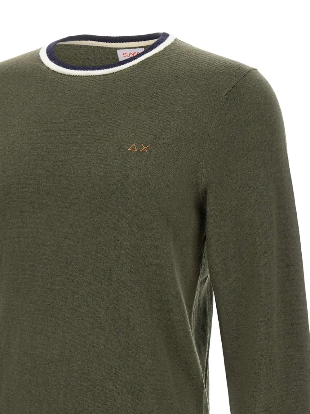 Sun 68 Tipped-collar Crew-neck Sweater In Green