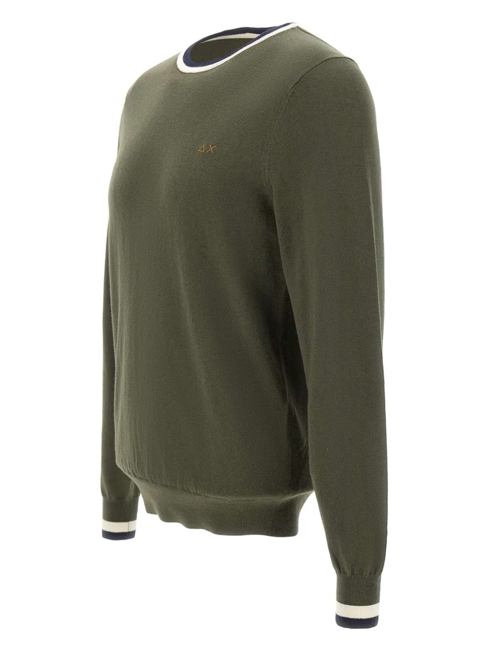 Sun 68 Tipped-collar Crew-neck Sweater In Green