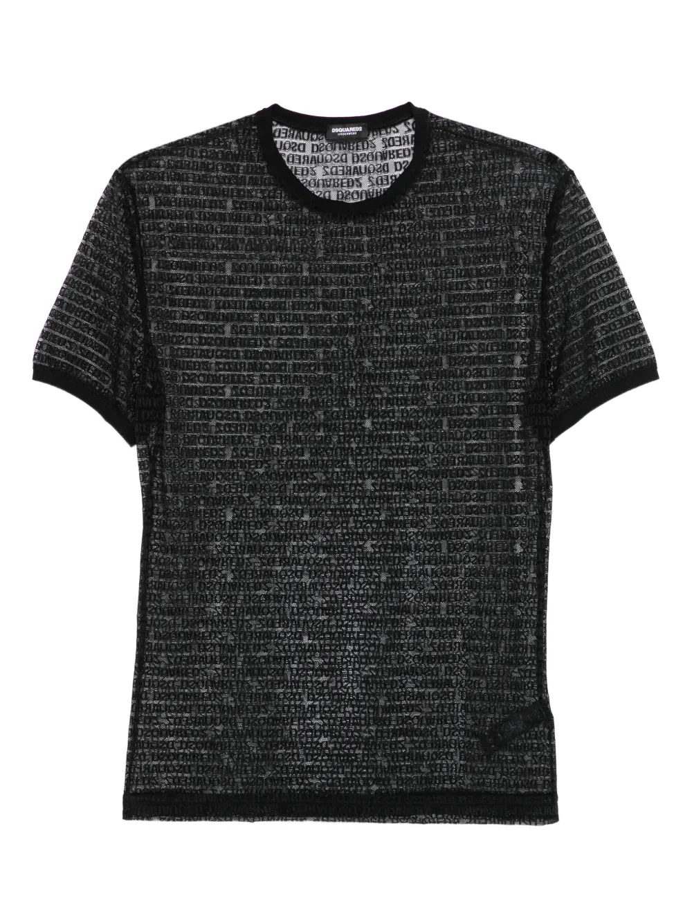 DSQUARED2 logo-print mesh T-shirt | Black | Image 1