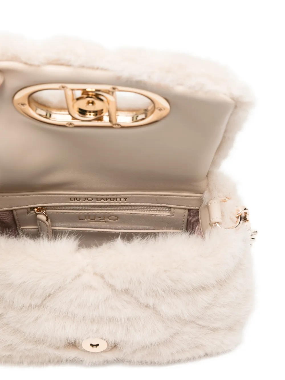 Liu •jo Faux-fur Cross Body Bag In Neutral