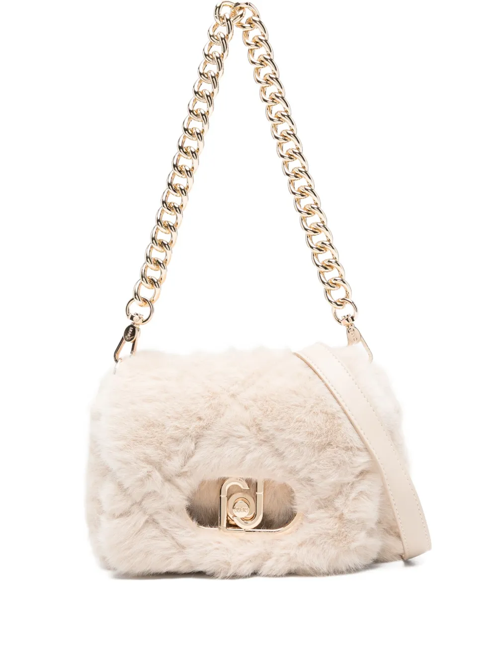 Liu •jo Faux-fur Cross Body Bag In Neutral