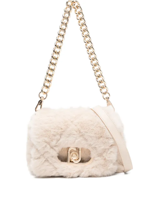 LIU JO Borsa a Tracolla In Pelliccia Sintetica Toni Neutri