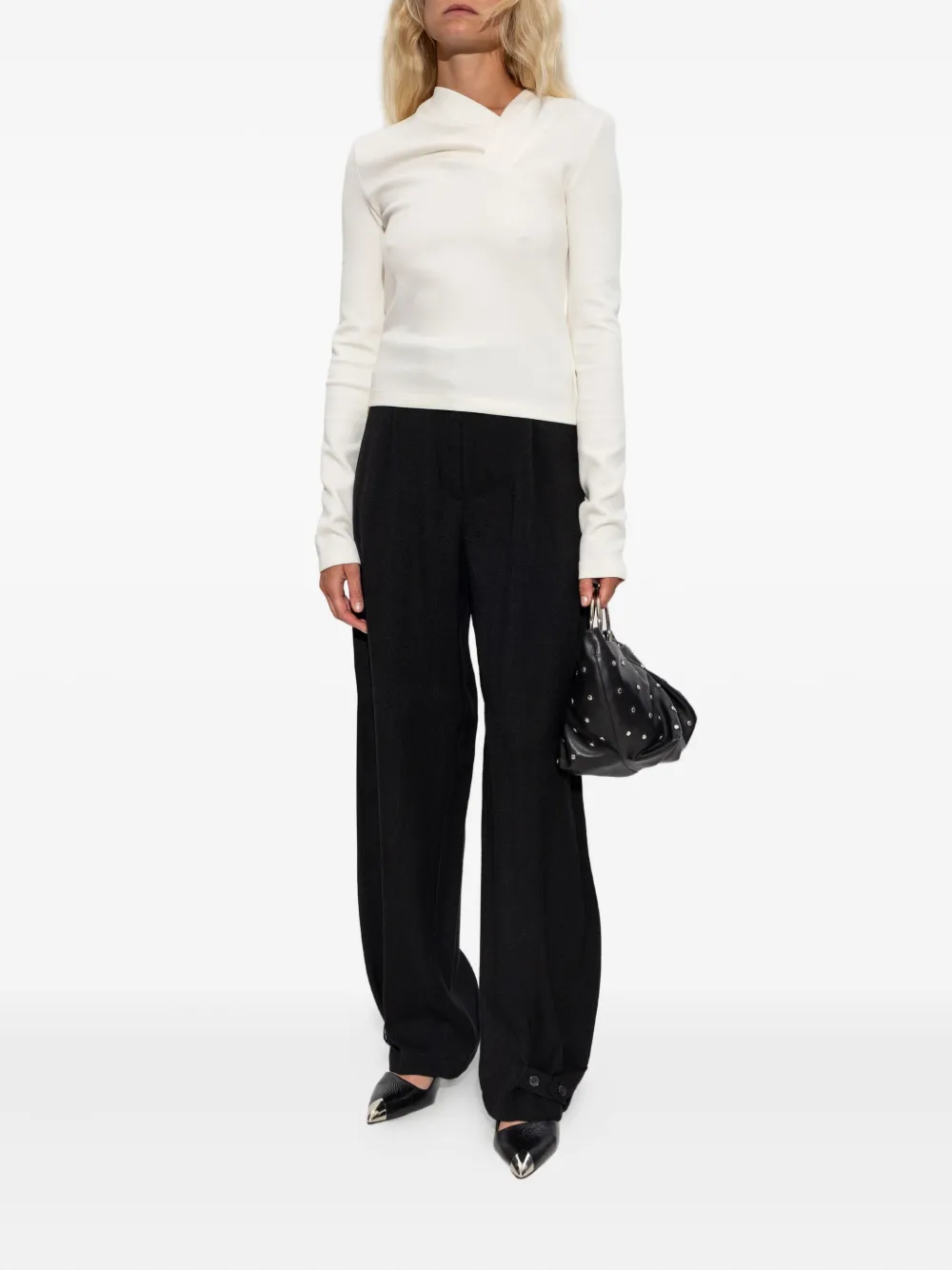 IRO draped-neckline long-sleeve top - Wit