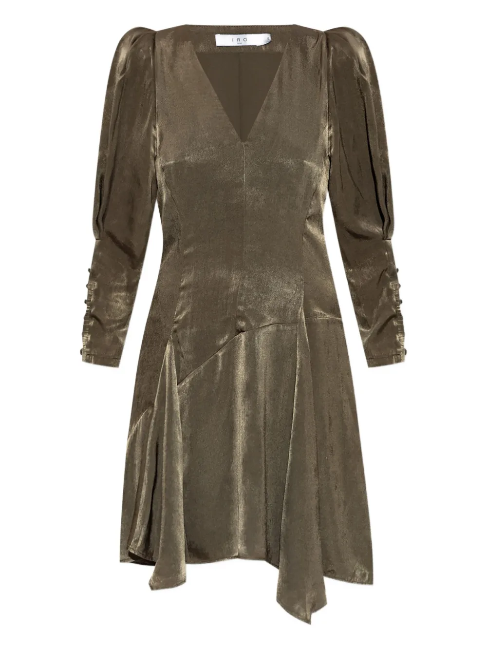 IRO puff-sleeve asymmetric mini dress | Green | Image 1