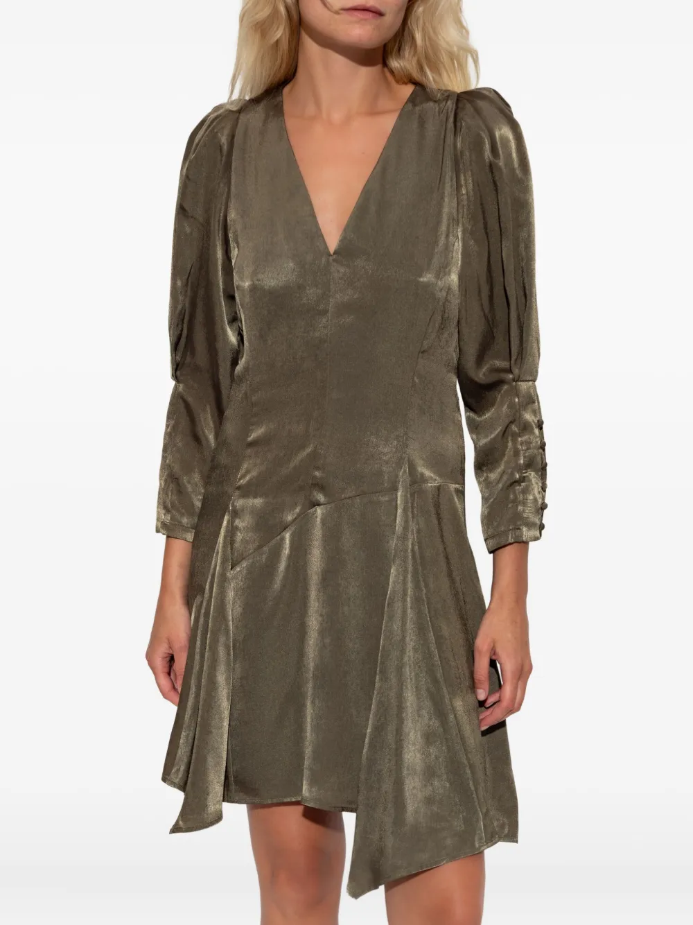 IRO Jurk met pofmouwen Groen