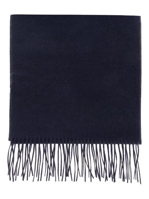 Brioni embroidered-fringe scarf