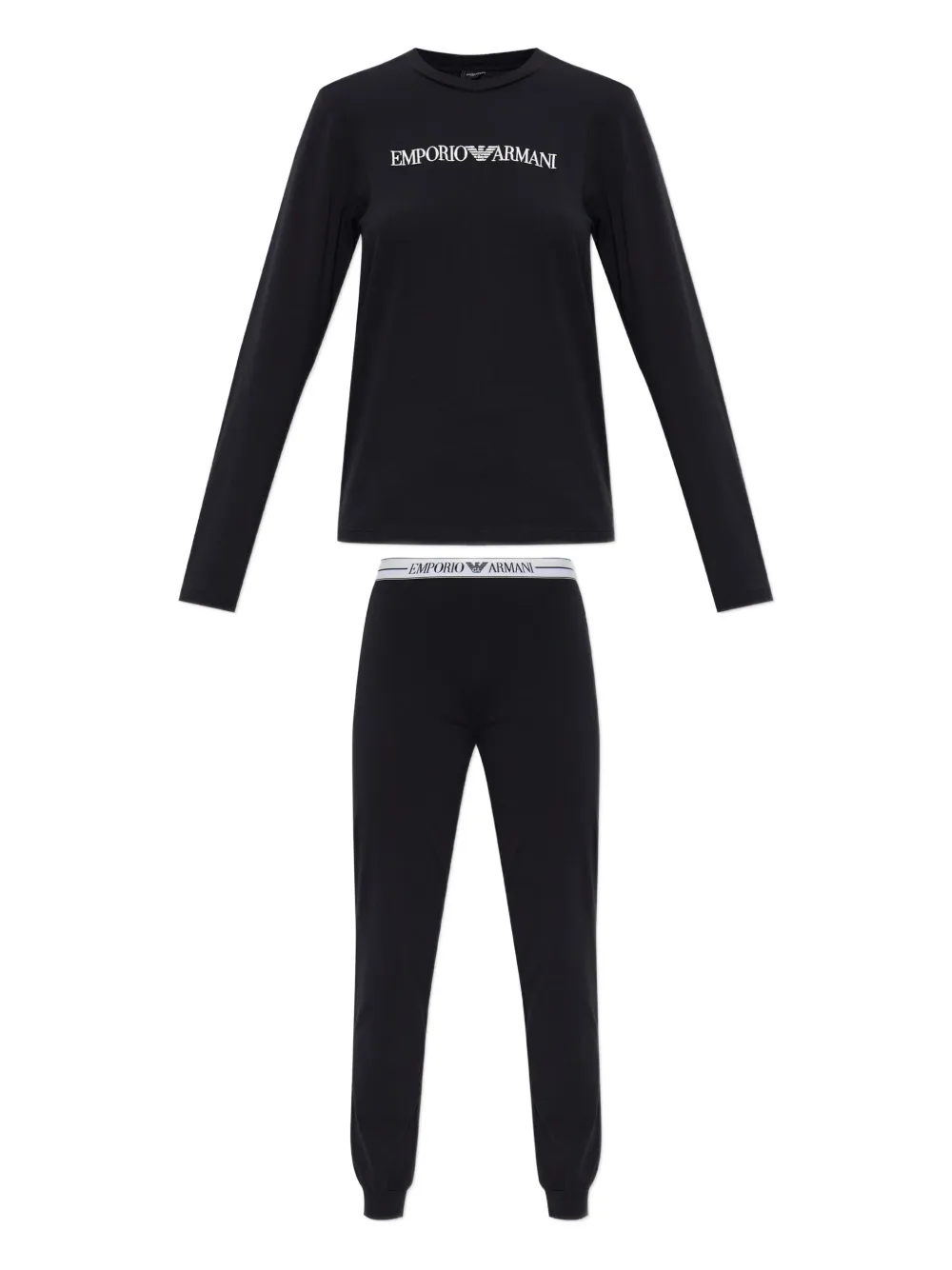 Emporio Armani logo-embroidered pyjamas | Black | Image 1