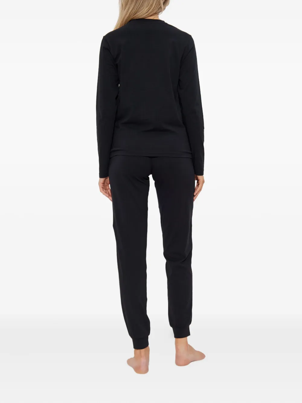 Emporio Armani Cotton Blend Long Sleeve Pajama Set In Black