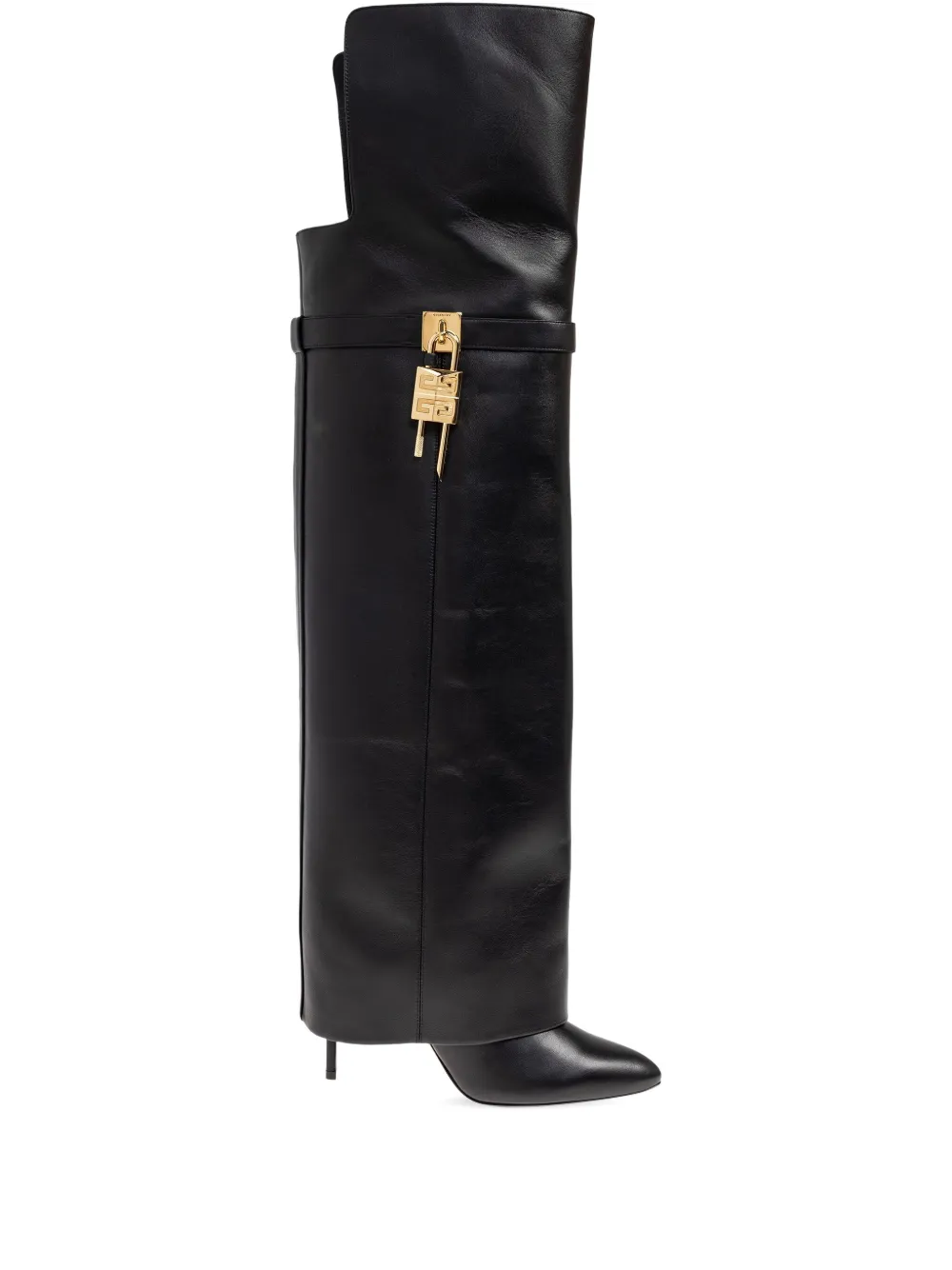 Givenchy Shark Lock Stiletto Leather Over-the-knee Boots In Black
