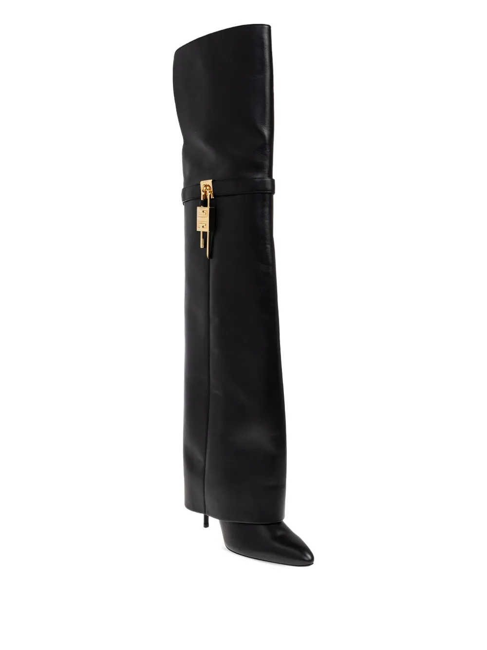 Givenchy Shark Lock Stiletto Leather Over-the-knee Boots In Black