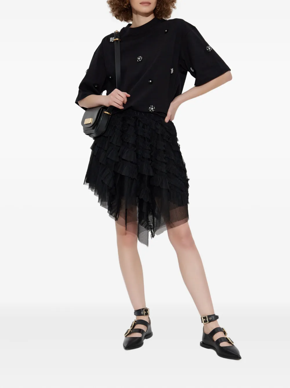 AllSaints Jayde tulen rok met ruches - Zwart