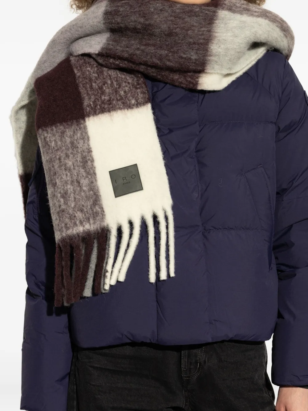 Iro Checked Fringed Scarf In Multi