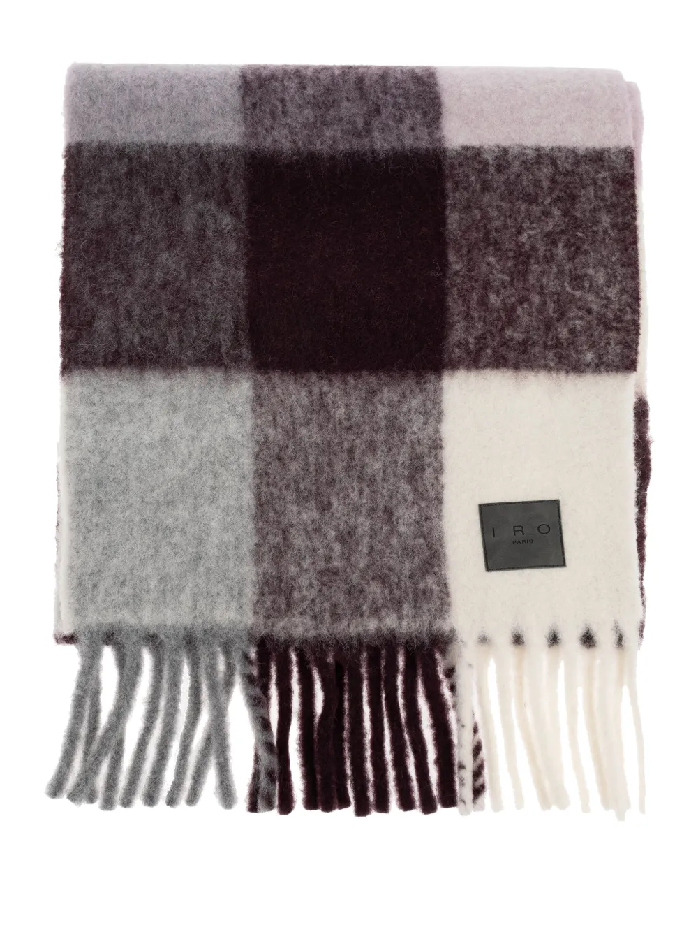 IRO checked fringed scarf | Red | Image 1