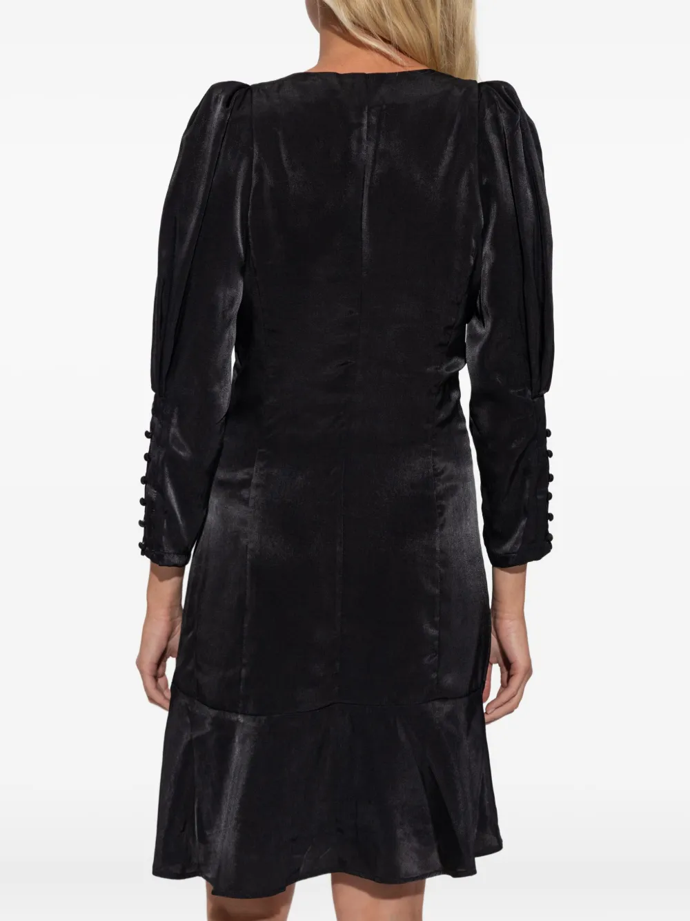 Iro Puff-sleeve Asymmetric Mini Dress In Black