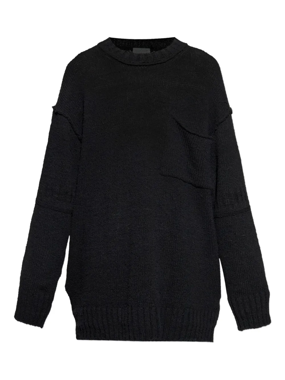 Yohji Yamamoto chest-pocket frayed-edge sweater | Black | Image 1