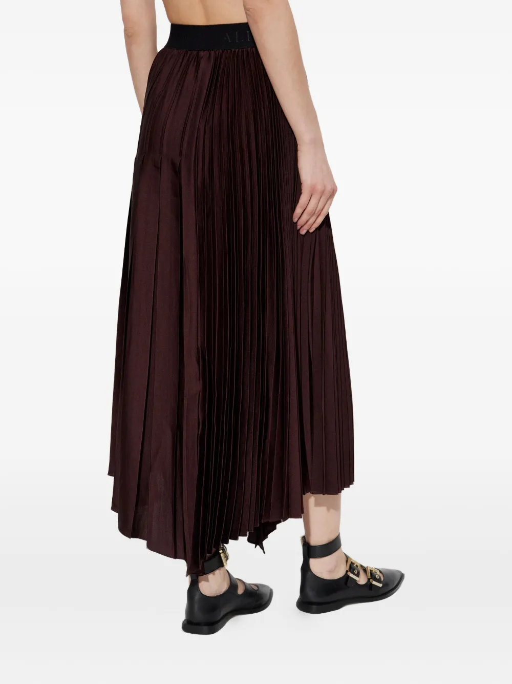 Allsaints Jax Pleated Asymmetric Skirt In Burgundy