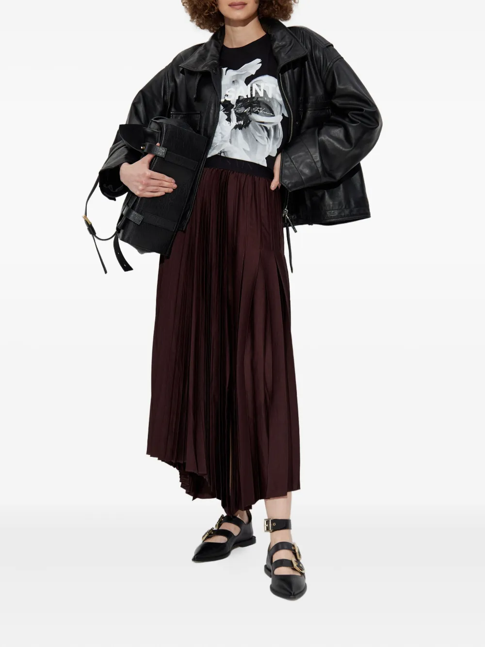 AllSaints Jax asymmetrische plooirok - Rood