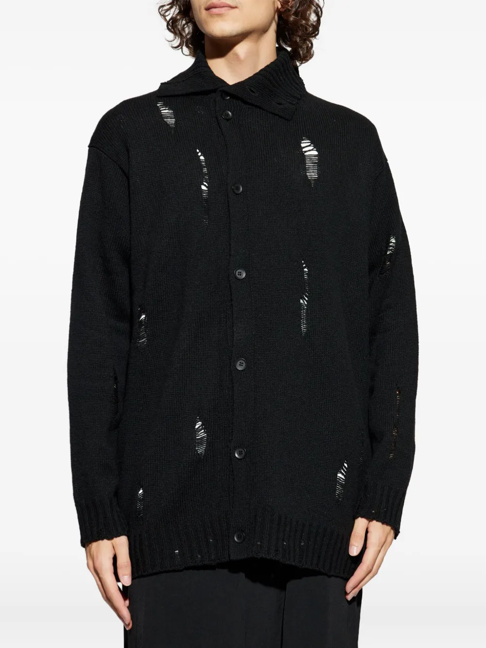 yohji Yamamoto ダメージカーディガン Yohji Yamamoto ダメージ カーディガン | ブラック | FARFETCH JP