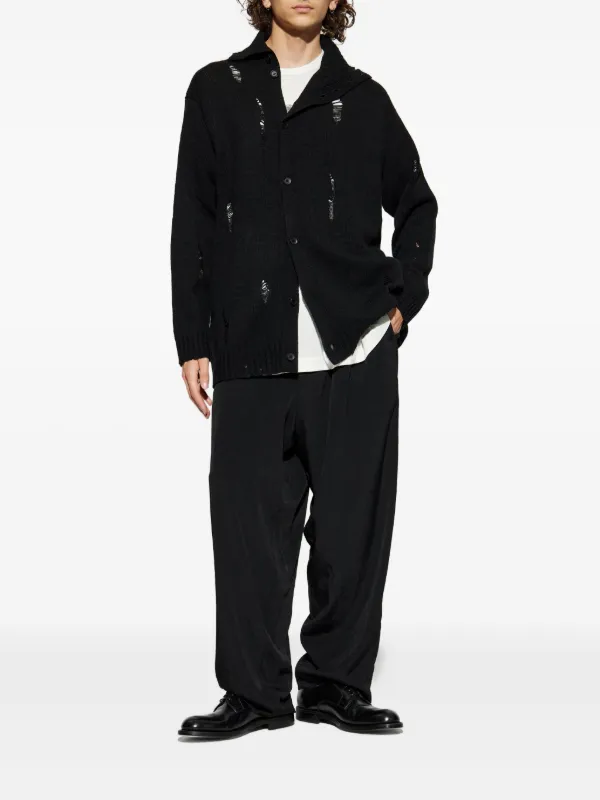 yohji Yamamoto ダメージカーディガン Yohji Yamamoto ダメージ カーディガン | ブラック | FARFETCH JP