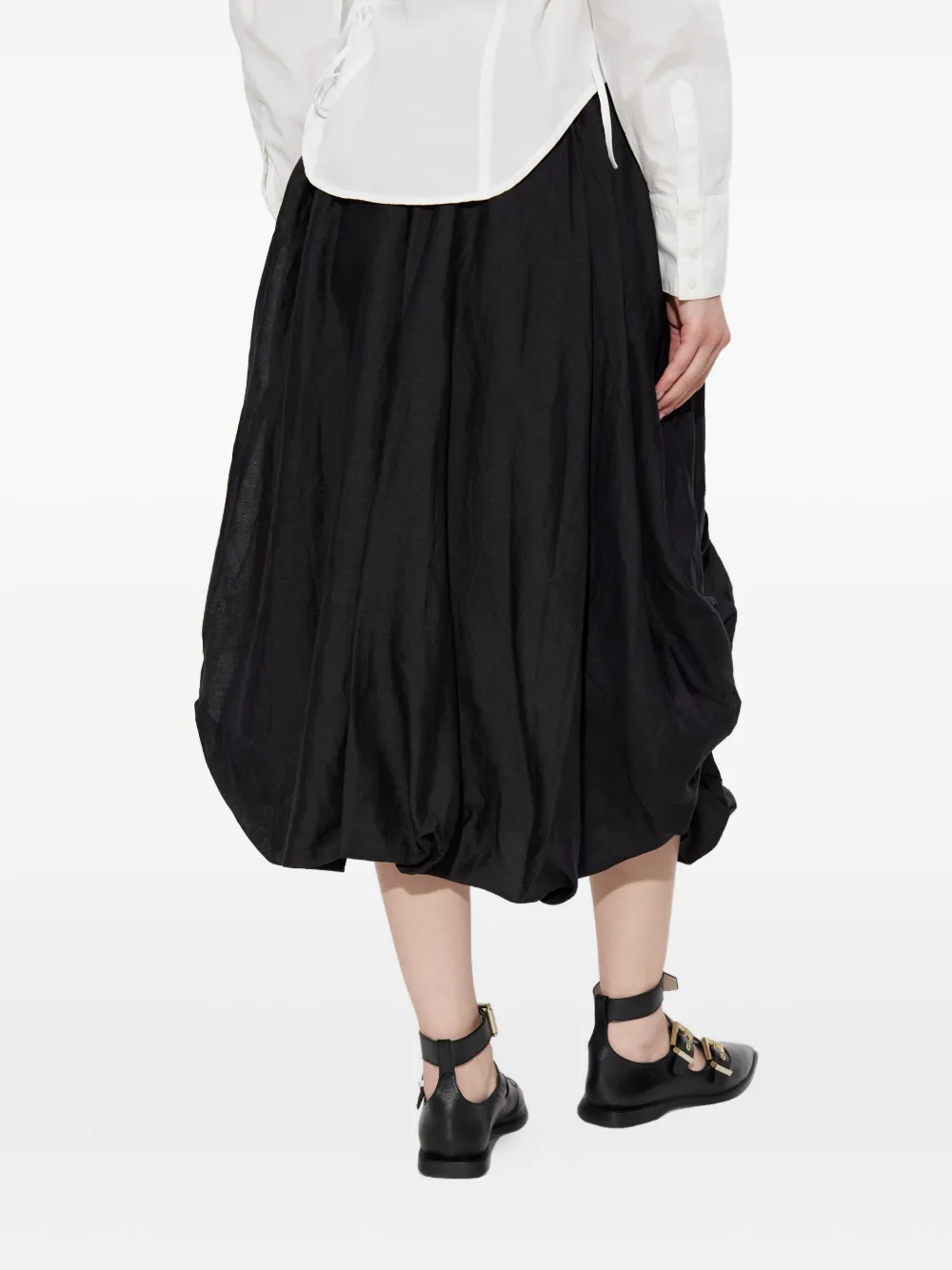 Allsaints Nia Pleated Bubble Hem Midi Skirt In Black