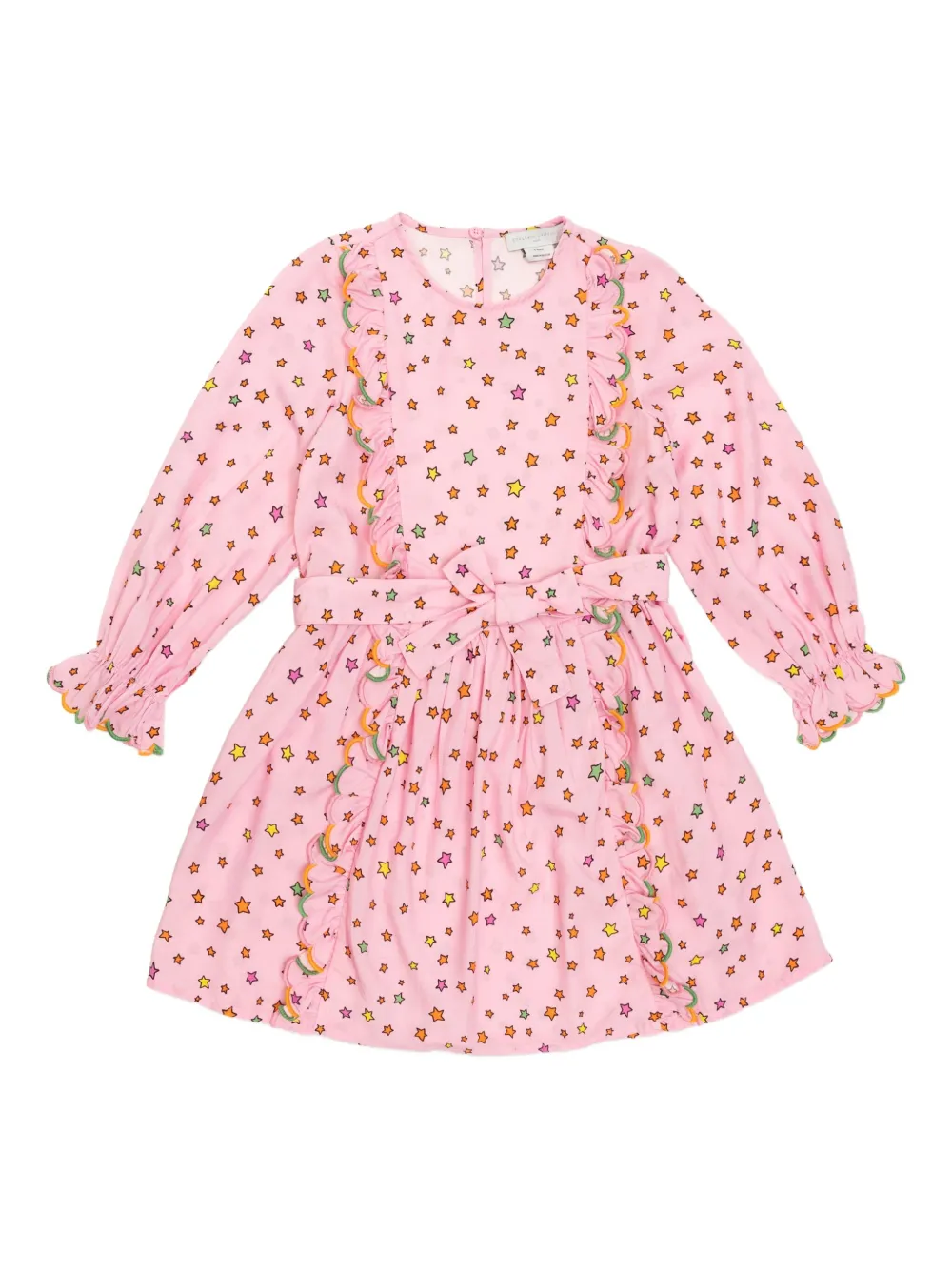 Stella McCartney Kids star-pattern ruffled-style dress - ピンク