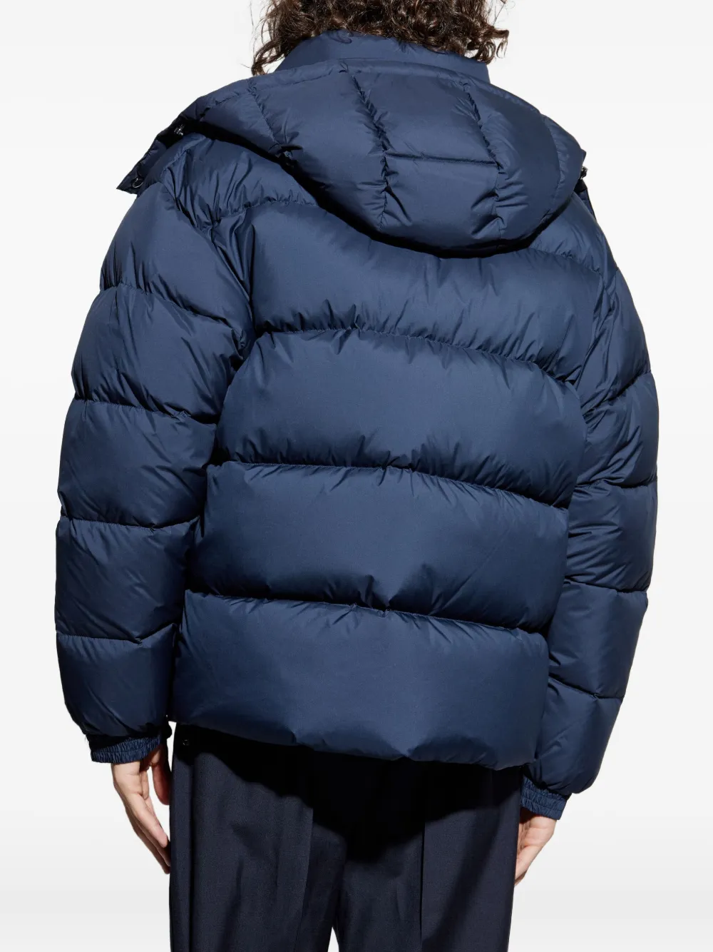 Emporio Armani Attached-hood Quilted Padded Jacket In Blue