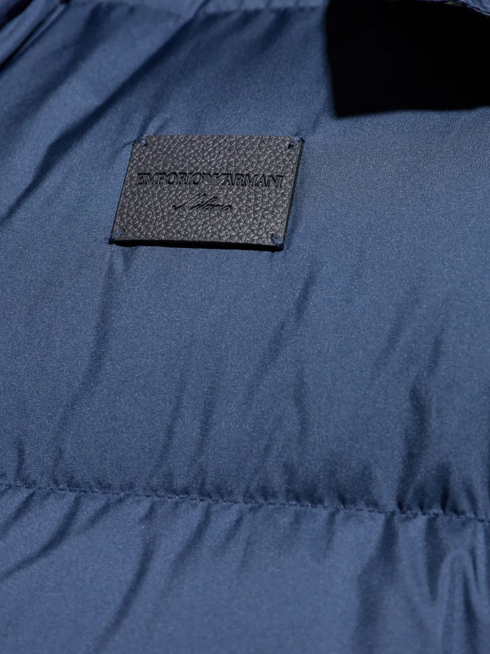Emporio Armani Attached-hood Quilted Padded Jacket In Blue