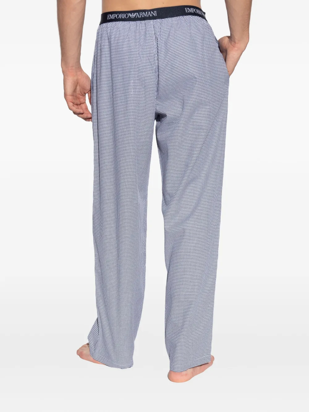 Emporio Armani Broek met gingham ruit Blauw