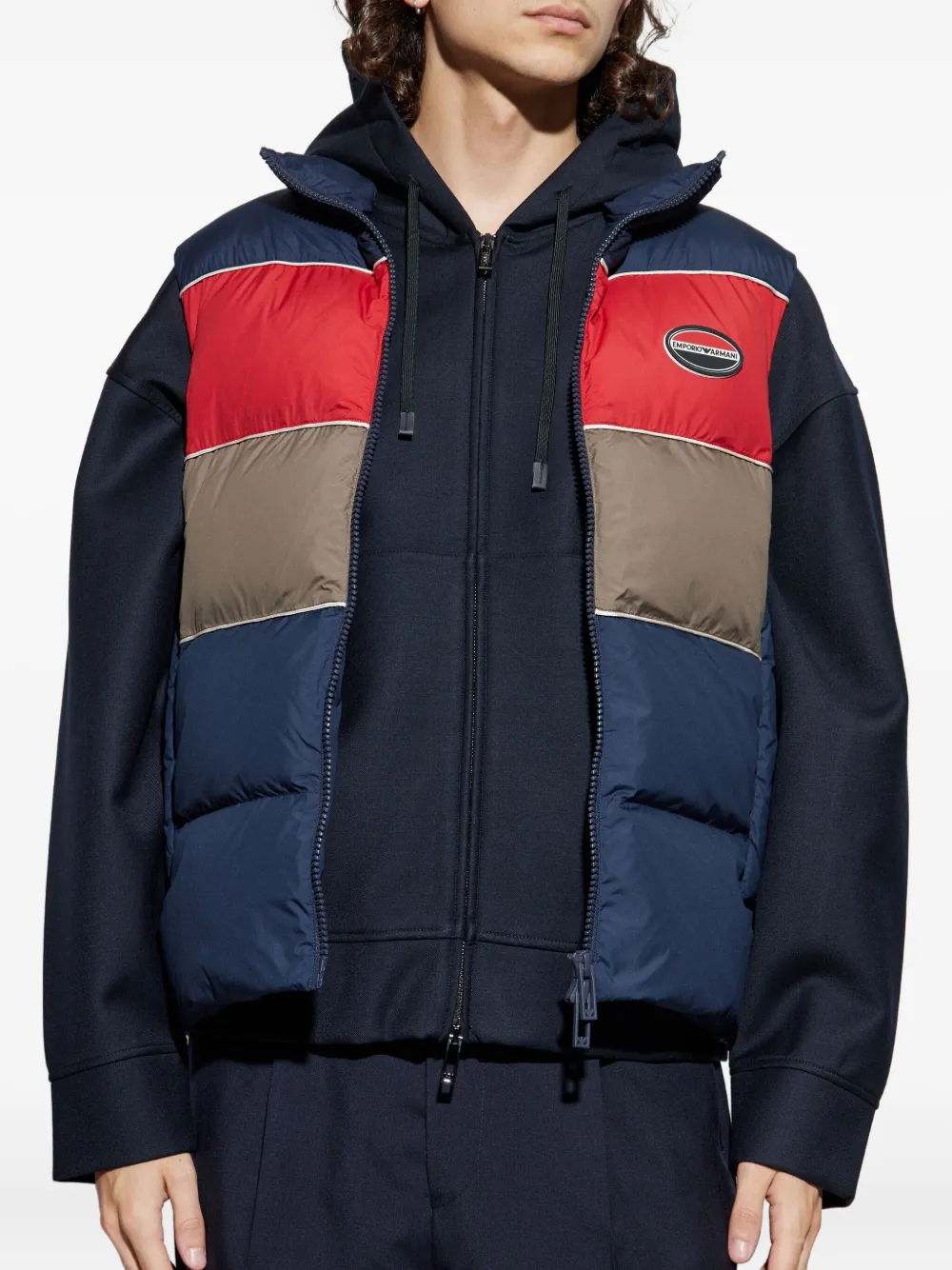 Emporio Armani Horizontal-quilted Padded Gilet In Multi