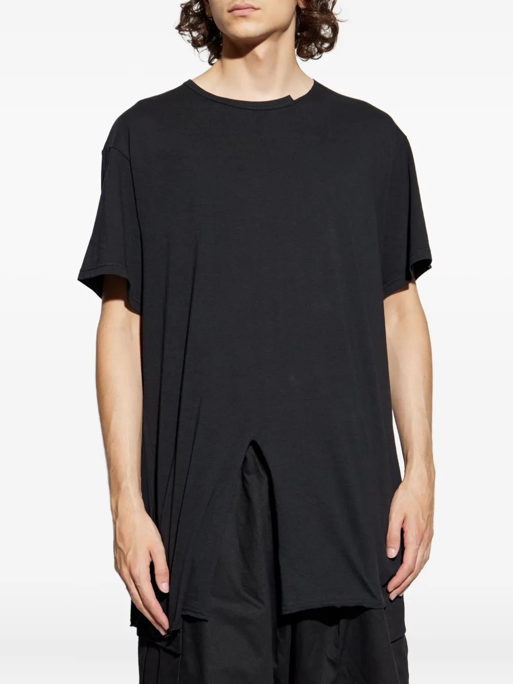Yohji Yamamoto T-shirt met split Zwart