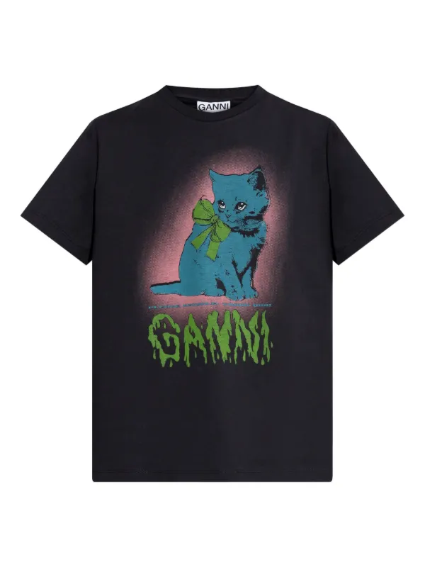 GANNI キャットリボン Tシャツ | グレー | FARFETCH JP