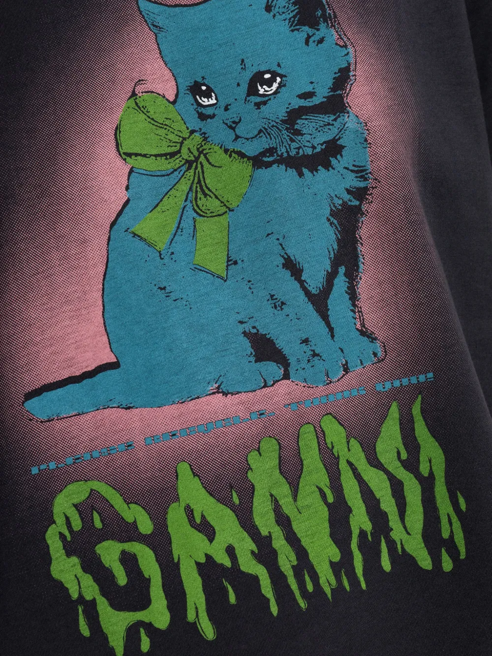 Ganni Women Basic Cotton Jersey Neon Kitty T-shirt In Black