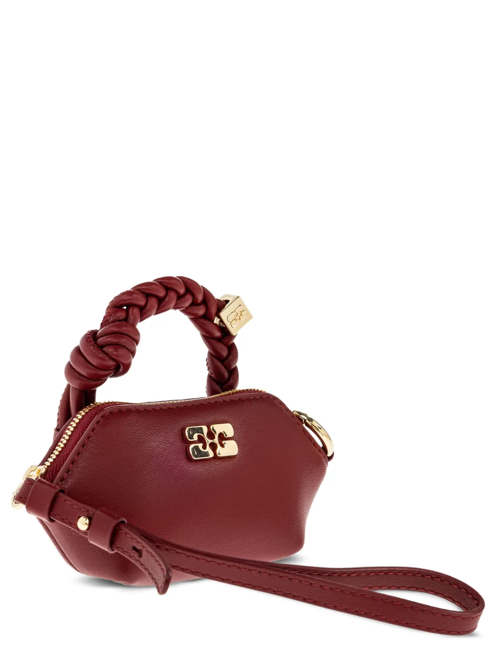 Кожаная сумка-тоут GANNI с плетеной ручкой