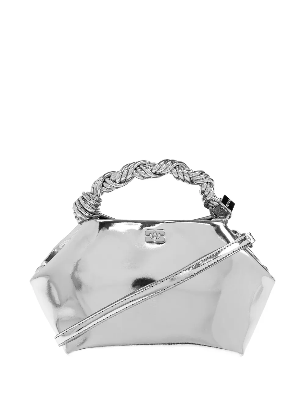 Ganni Twisted-handle Tote Bag In Gray