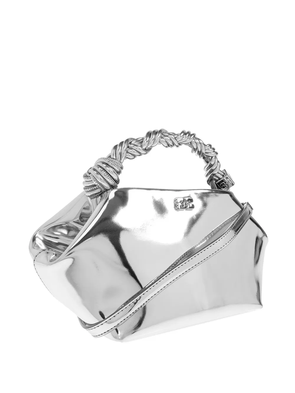 Ganni Twisted-handle Tote Bag In Gray