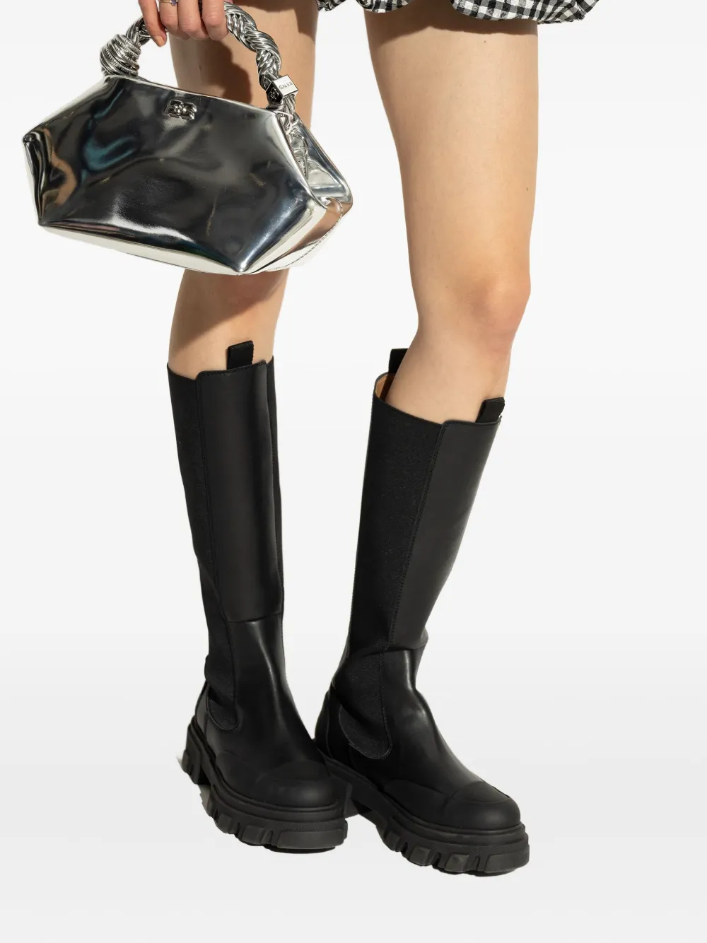 GANNI twisted-handle tote bag - Grijs