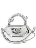 GANNI braided-handle metallic-effect pouch bag charm - Silver