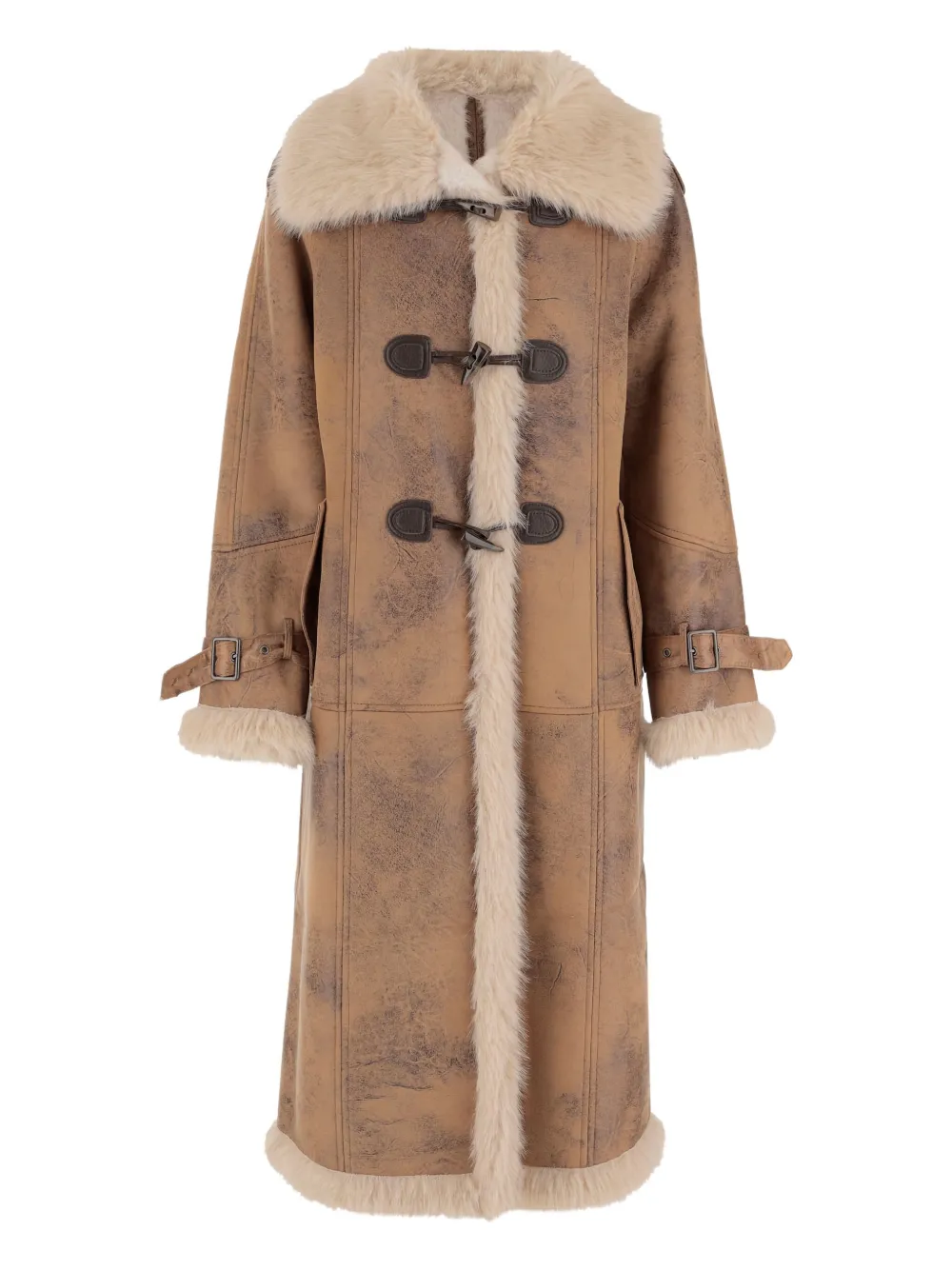 Uncommon Fur-trimmed Toggle Coat In Brown