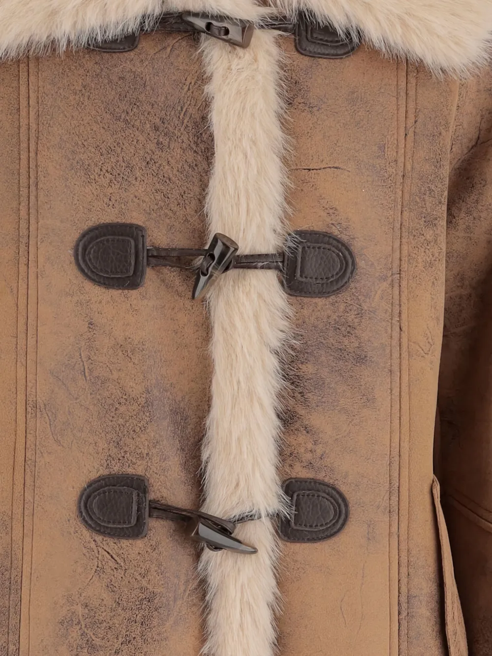 Uncommon Fur-trimmed Toggle Coat In Brown