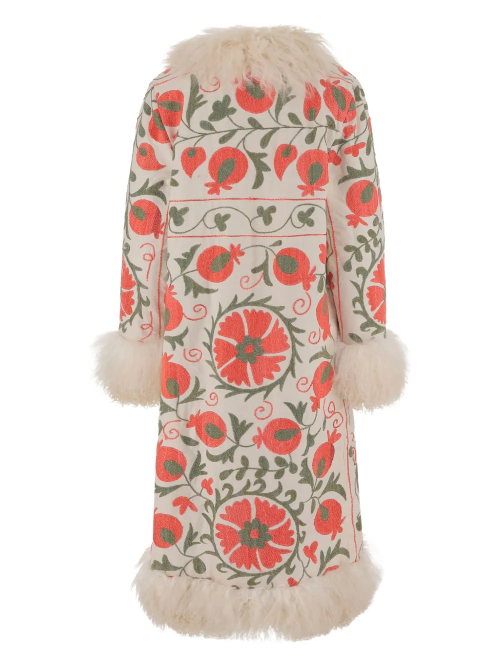 Zazi Vintage Floral-embroidered Coat In Neutral