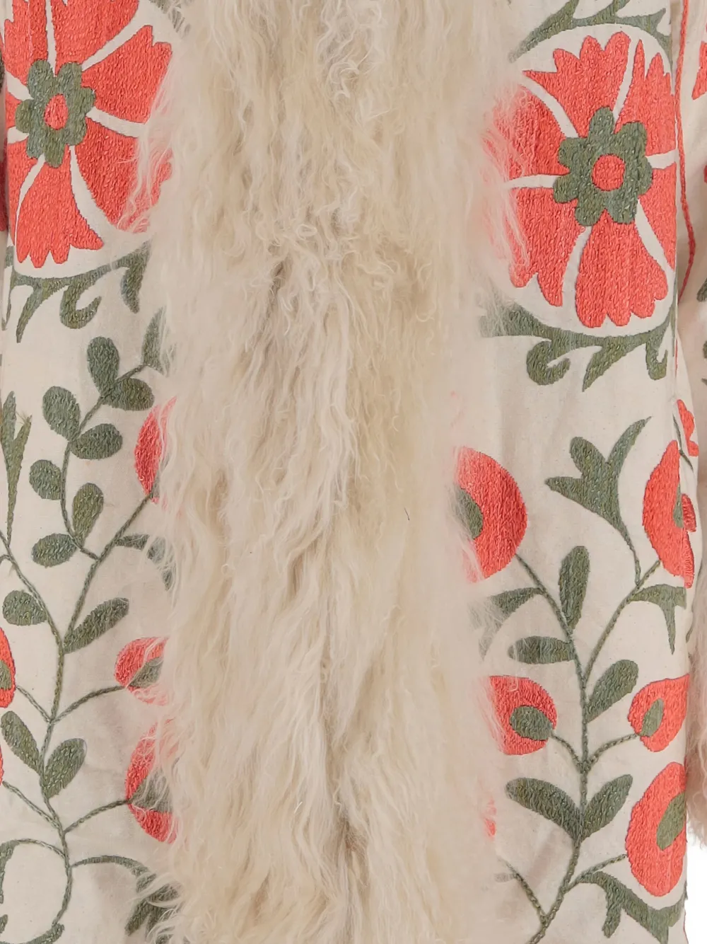 Zazi Vintage Floral-embroidered Coat In Neutral