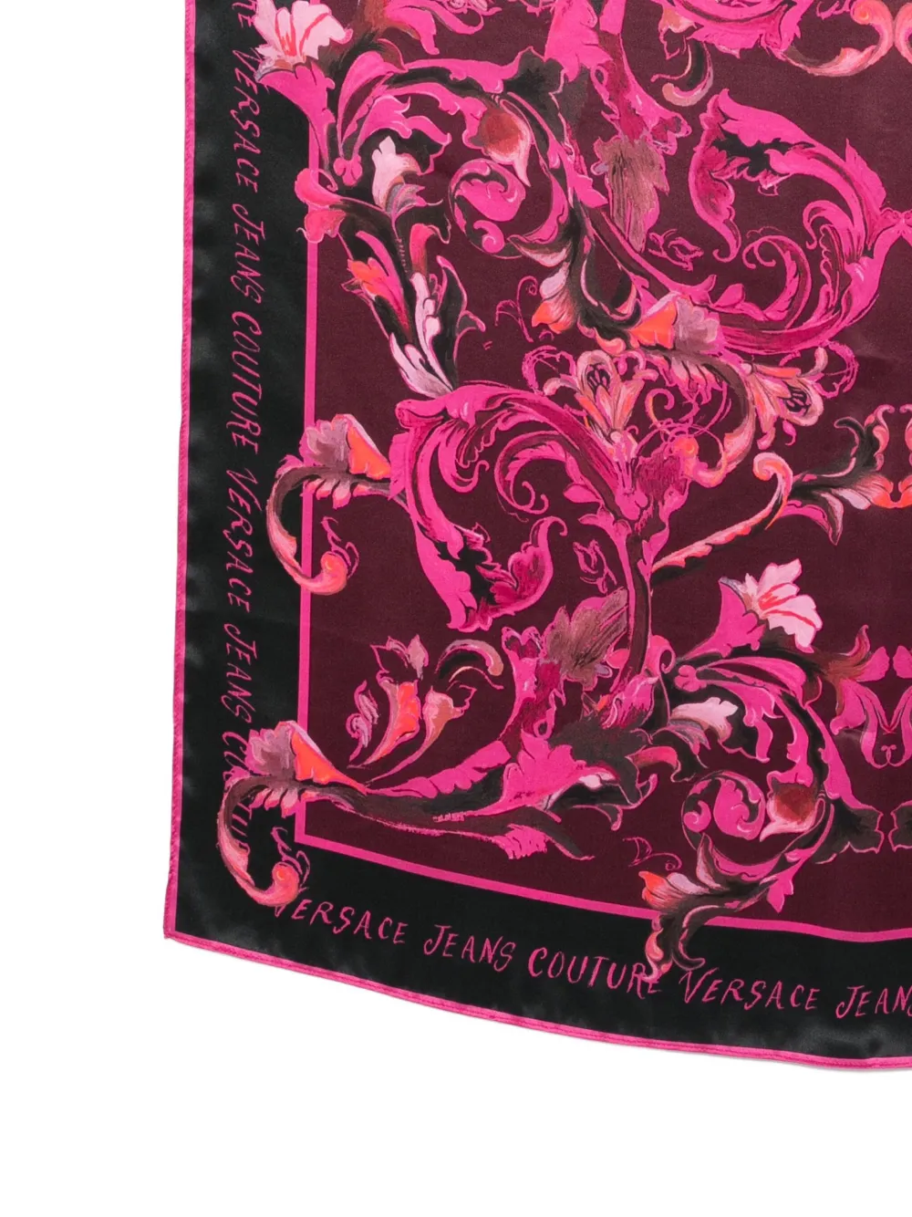 Versace Jeans Couture Baroque-inspired Silk Scarf With Ornate Motifs In Pink