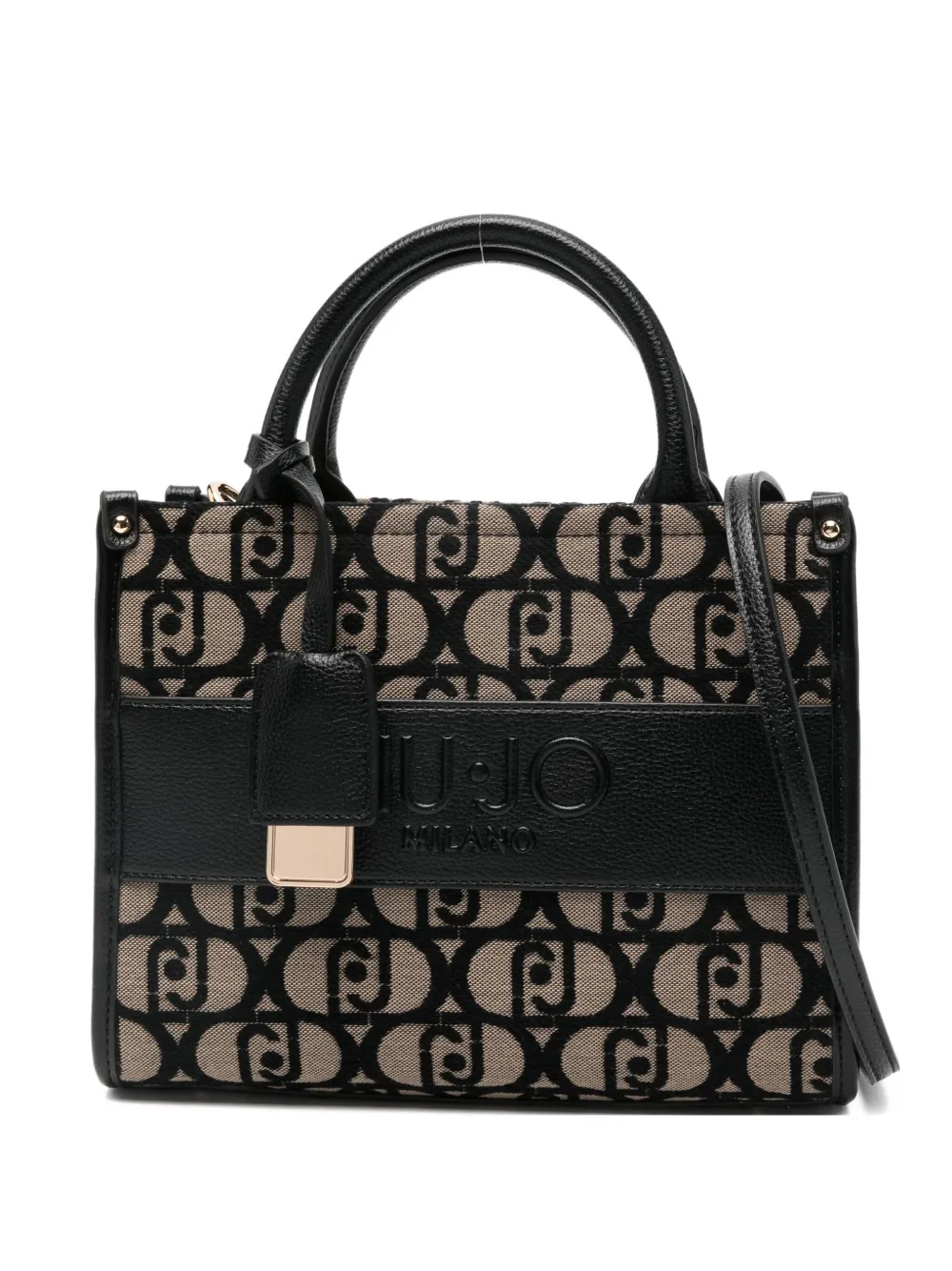 Liu •jo Monogram Logo-plaque Tote Bag In Black