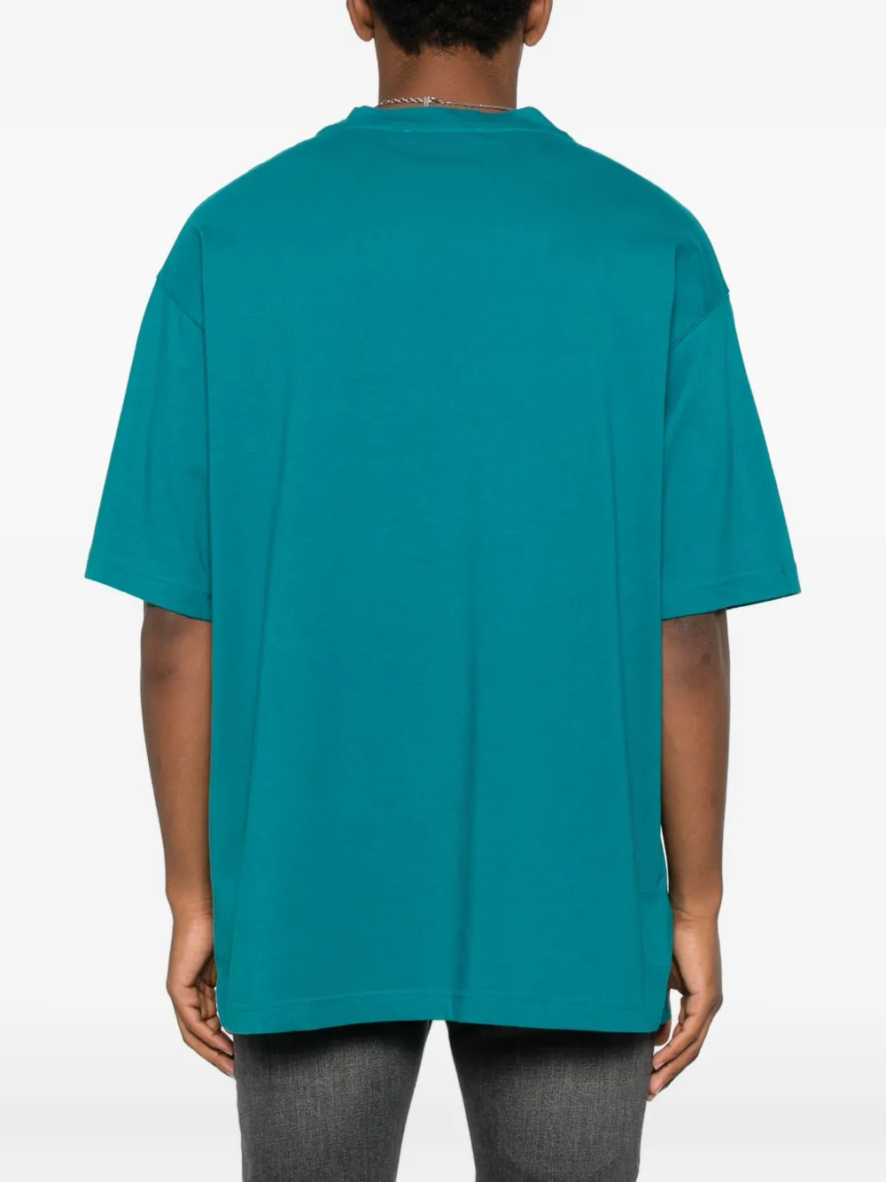 Versace Jeans Couture Verfraaid T-shirt met vogelkooiprint Blauw